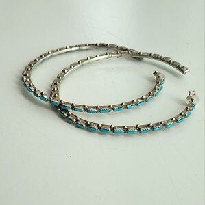 Elegant Silver and Blue Hoop Earrings